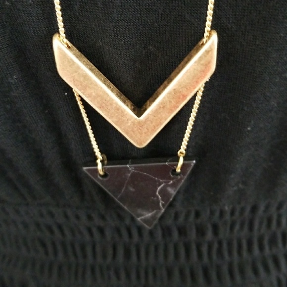 Panacea Gold Tone Black Stone Pendant Necklace - Picture 3 of 4